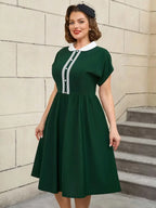 DRESS 50s Swing Dress Peter Pan Collar A Line Vintage Style