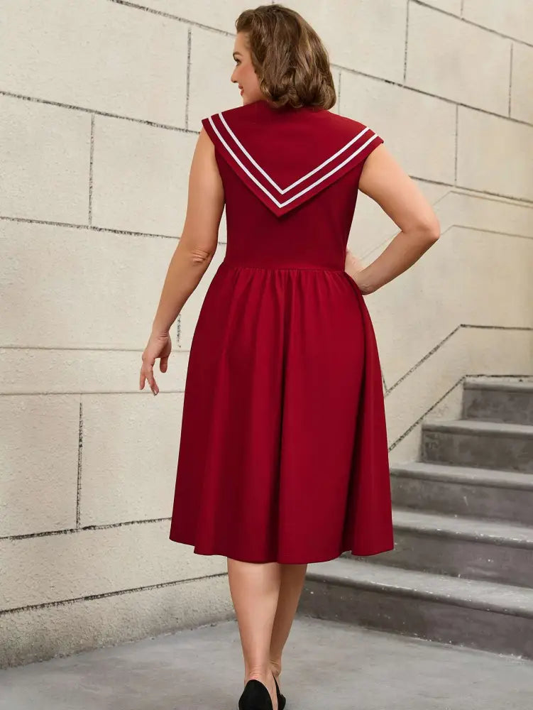 DRESS 50s Swing Dress Sleeveless A Line College Style Dress