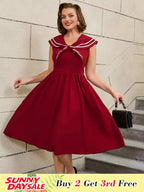 DRESS 50s Swing Dress Sleeveless A Line College Style Dress