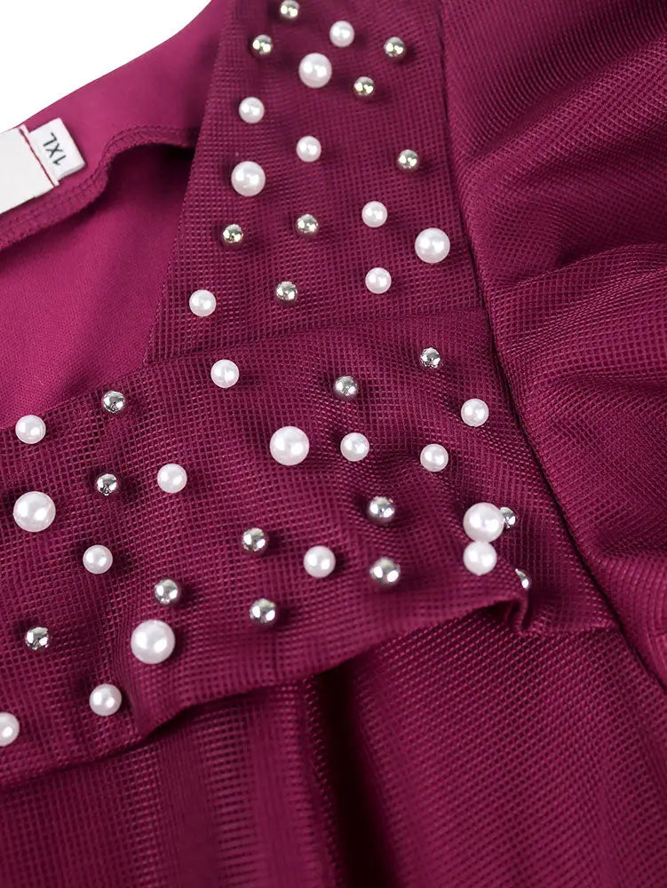 DRESS A Line Party Dresses Beading Ruffles Sleeves Lining With Waist Buckle Elegant Curve Ladies