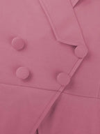 DRESS A-Line Pleated Office Dress V-Neck Short Sleeve Button Up