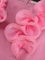 DRESS A Line Ruffles Pleated Bodycon Dress for Women Pink