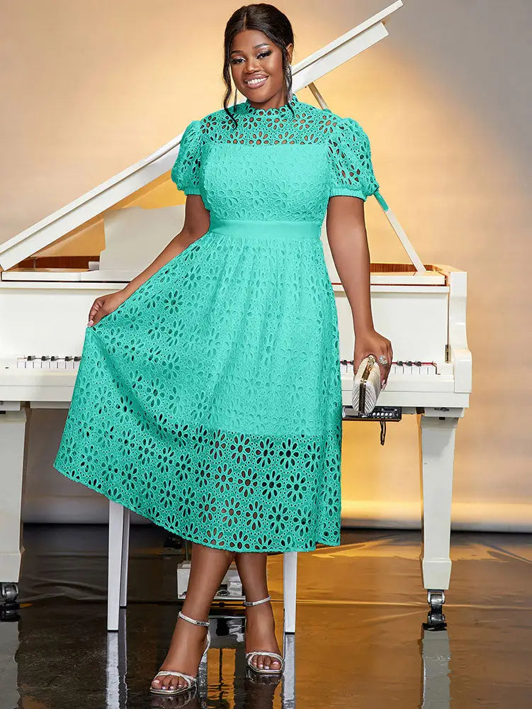 DRESS A-line White Party Dress Hollow-out Sexy Lace Dresses