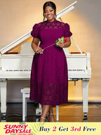 DRESS A-line White Party Dress Hollow-out Sexy Lace Dresses