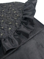 Black Vintage Dress Mock Neck Cape Sleeve Lace Patchwork High Waist Slim