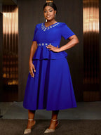 Blue Maternity Wedding Guest Dresses V Neck Short Sleeve