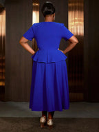 Blue Maternity Wedding Guest Dresses V Neck Short Sleeve