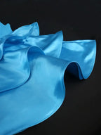 Blue Patchwork Deep V Neck Sleeveless A Line Cake Dress