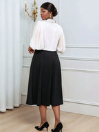 Business Work Dresses Vintage Swing Turn-Down Collar Dress