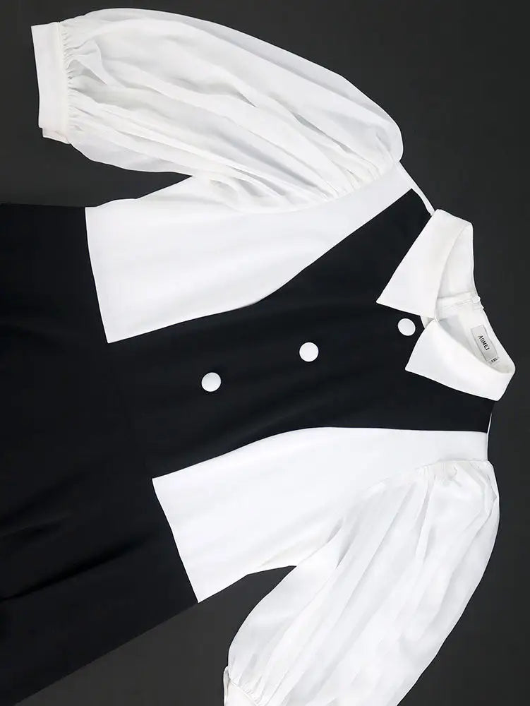 Business Work Dresses Vintage Swing Turn-Down Collar Dress
