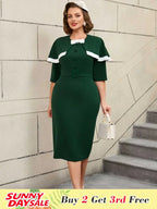 Cape Style Bodycon Dress Round Neck Vintage Modest Look