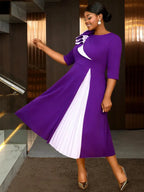 Church Clothes for Women Floral Applique Pleated Gown