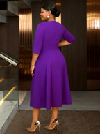 Church Clothes for Women Floral Applique Pleated Gown