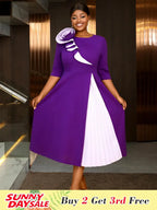 Church Clothes for Women Floral Applique Pleated Gown