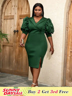 Church Dresses for Women Puff Sleeve Bodycon Dress Plus Size