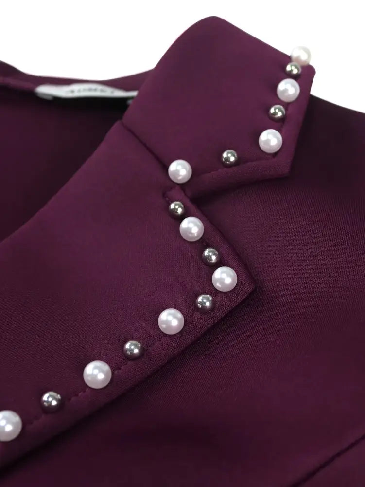 Classy Midi Dress for Women V Neck Beaded Long Sleeve