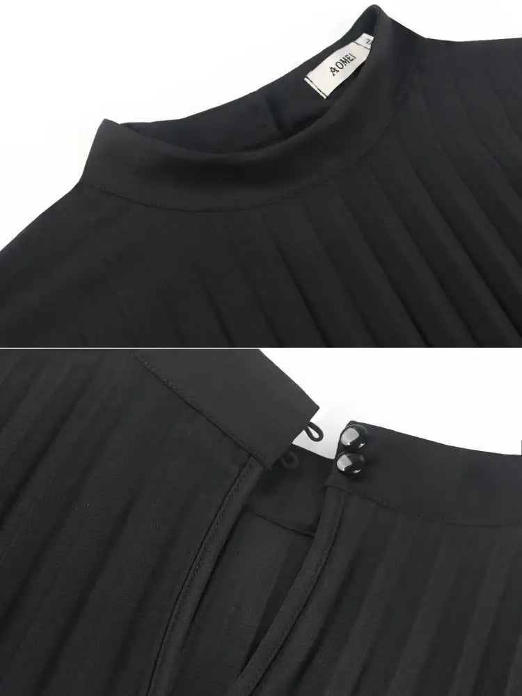 Cloak Sleeves Stand Collar Loose Pleated Party Dress