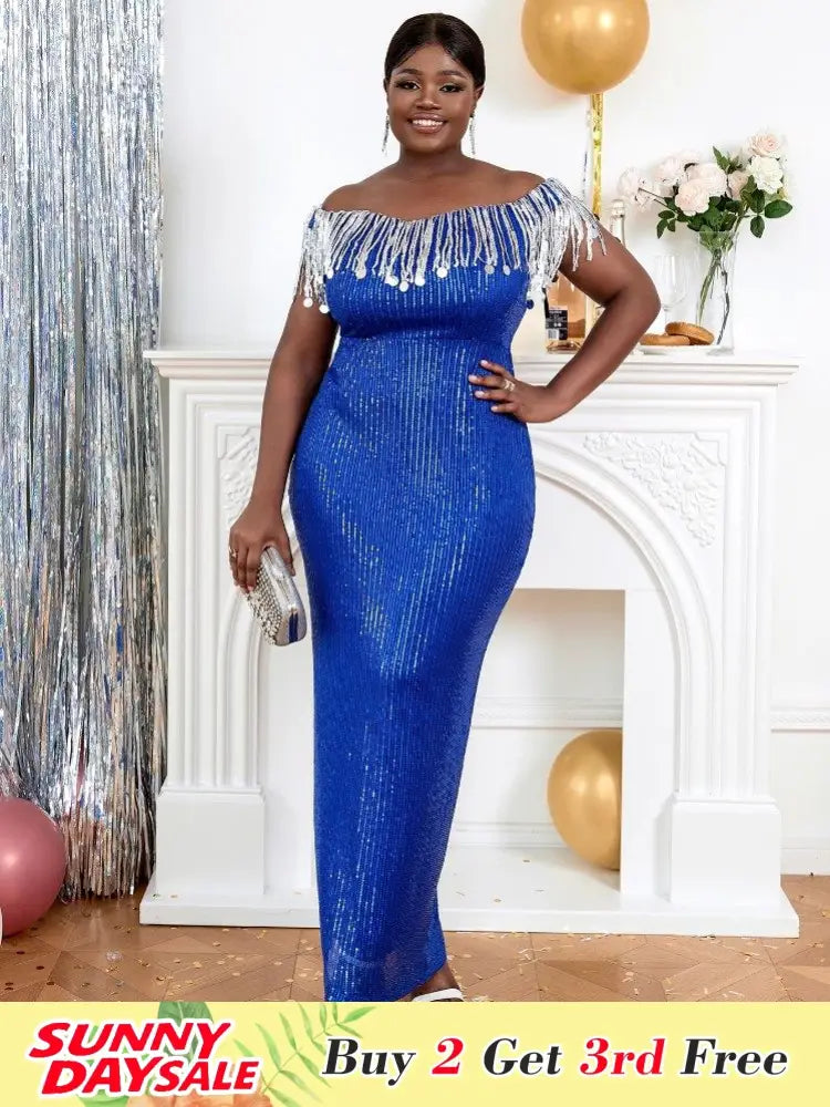 Cocktail Dress Tassel Off Shoulder Sequin Party Dresses