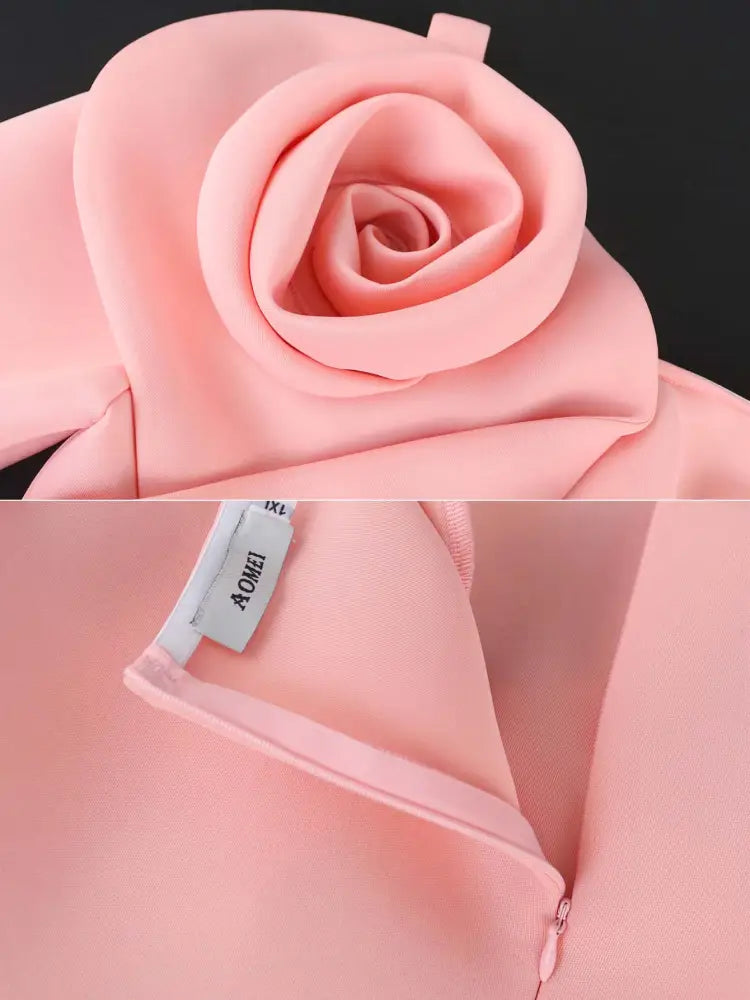 Cold Shoulder Dress Long Sleeve Flower Appliques Bodycon