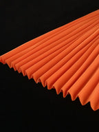 Cold Shoulder Square Collar Orange Pleated A Line Dress
