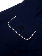 Colorblock Trim Collar A Line Dress Short Sleeve 50s Style Navy Blue Dress