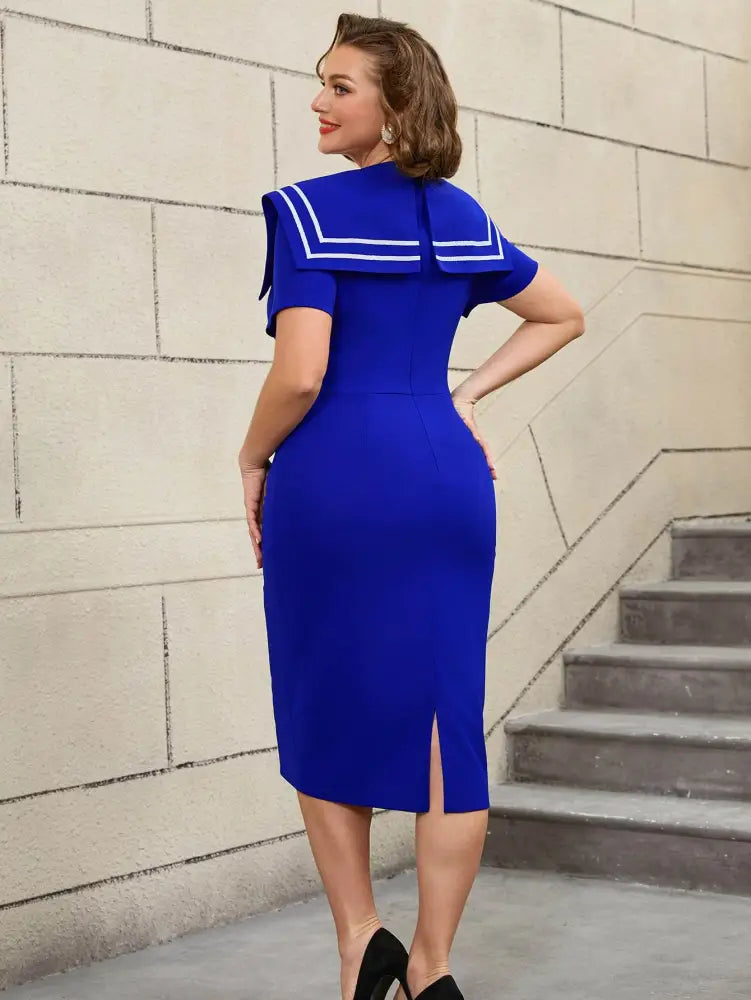 Easter Church Dress Turn Down Collar Bodycon Style