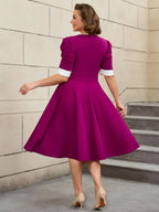 Easter Clothes for Women Color Block 50s Swing Dress