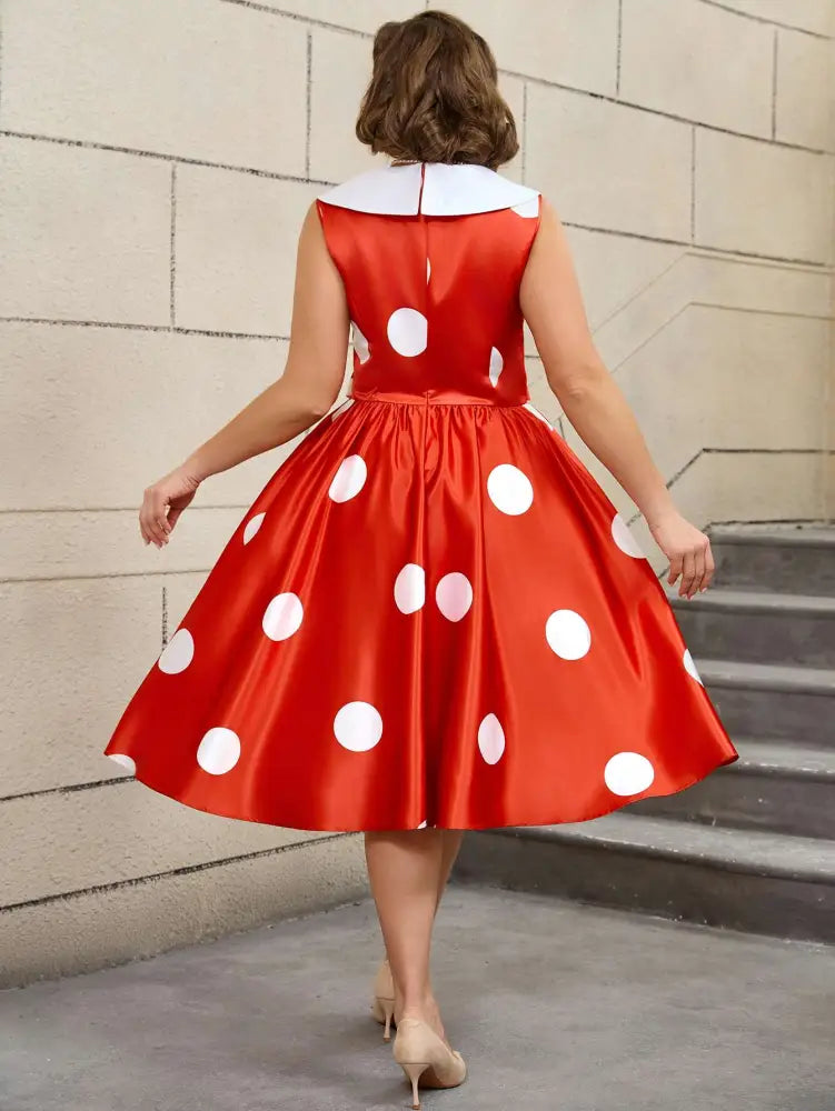 Easter Dress Floral Lapel A Line 50s Swing Dress