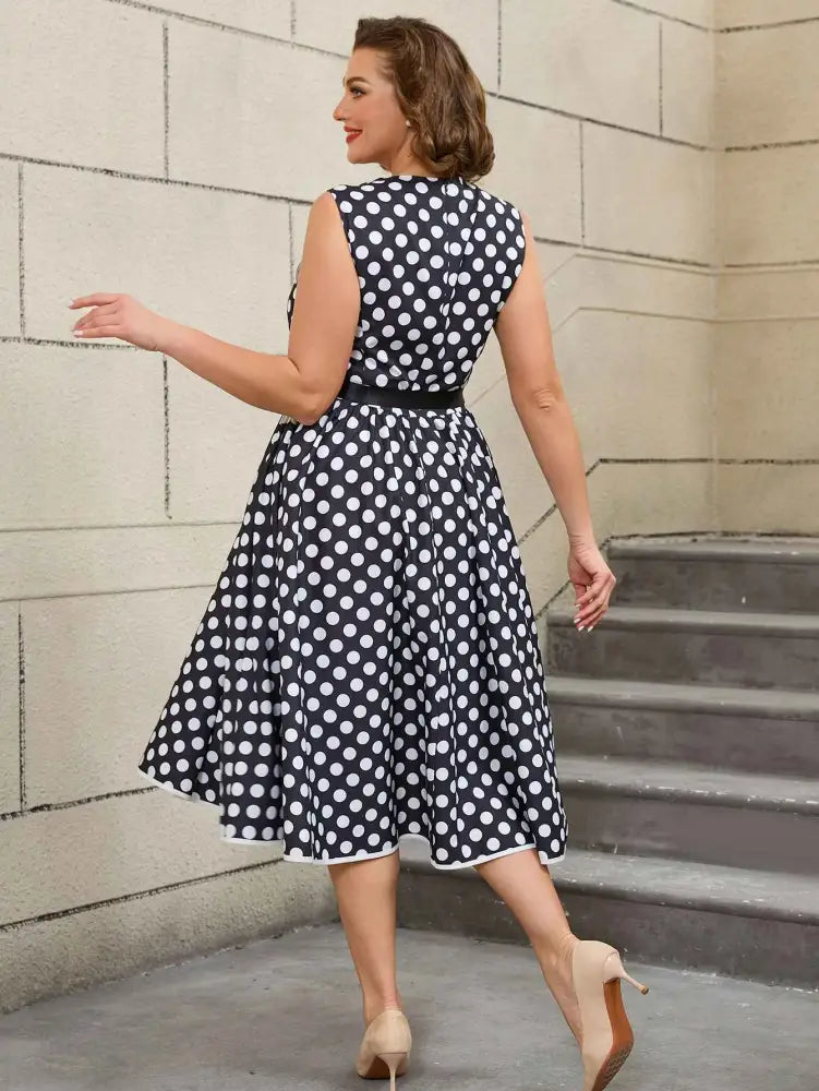 Easter Dress Floral Polka Dot Sleeveless A Line Dress