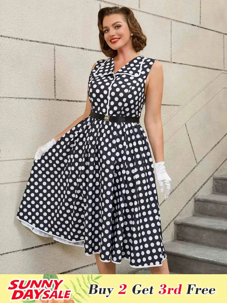 Easter Dress Floral Polka Dot Sleeveless A Line Dress