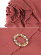 Elegant A Line Dress O Neck 3D Flower Sleeve High Waist