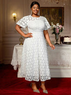 Elegant African Wedding Guest Gowns White Lace Dress