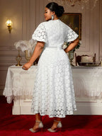Elegant African Wedding Guest Gowns White Lace Dress