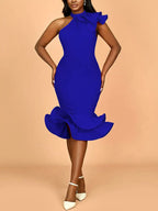 Elegant Blue Dress for Women Occasional Wedding Guest