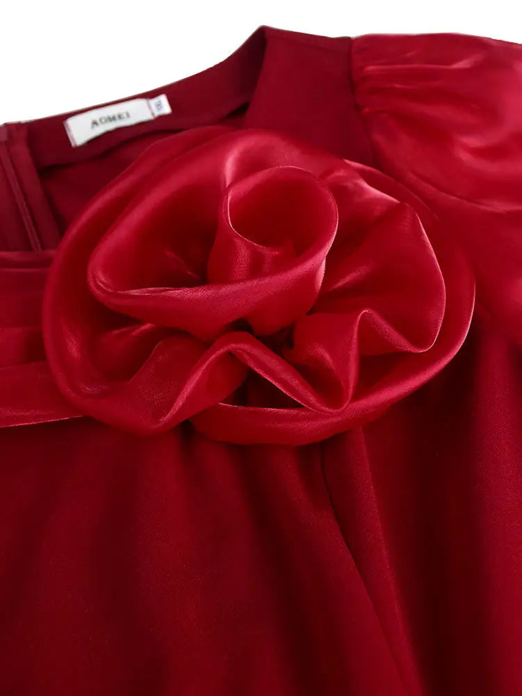 Elegant Church Party Dresses 3D Flower Peplum Belly Cover