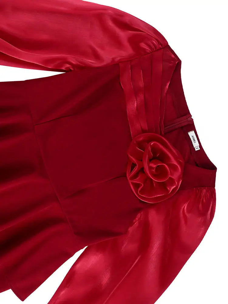 Elegant Church Party Dresses 3D Flower Peplum Belly Cover