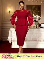 Elegant Church Party Dresses 3D Flower Peplum Belly Cover