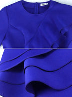 Elegant Dress O Neck Ruffle Peplum Half Sleeve Package Hip