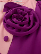 Elegant Dress V-neck Three-dimensional Flower Long Sleeve