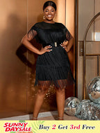 Elegant Luxury Mini Tassels Wedding Guest Dresses O Neck