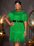 Elegant Luxury Mini Tassels Wedding Guest Dresses O Neck