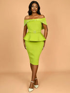 Elegant Luxury Wedding Guest Dress Shiny Beaded Slash Neck