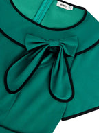 Elegant Midi A Line Church Dress O Neck With Bow Pleated