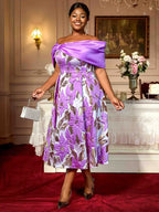 Elegant One Shoulder A Line Purple Party Dress for Women