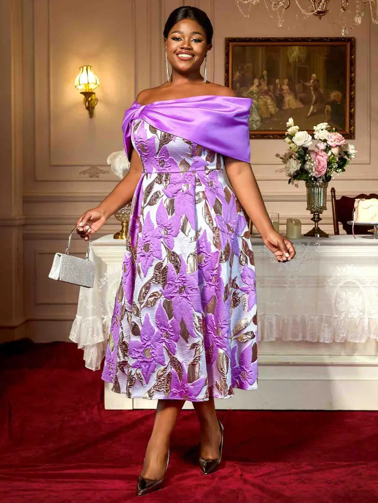 Elegant One Shoulder A Line Purple Party Dress for Women