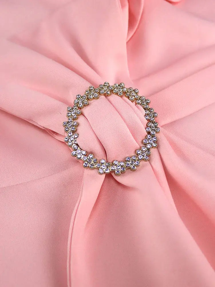 Elegant Pink V Neck Party Outfits For Women Ruffles Bow