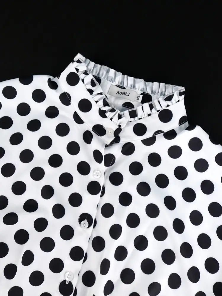 Elegant Polka Dot Blouse for Women Formal Tops