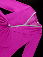 Elegant V-neck Dress Long Sleeved Pleated A-line Loose