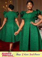 Elegant Wedding Guest Dresses Jacquard A Line 3D Ruffles
