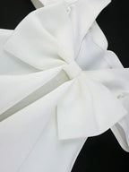 Elegant Wedding Guest Mini Dresses Backless Bow Puff Sleeve